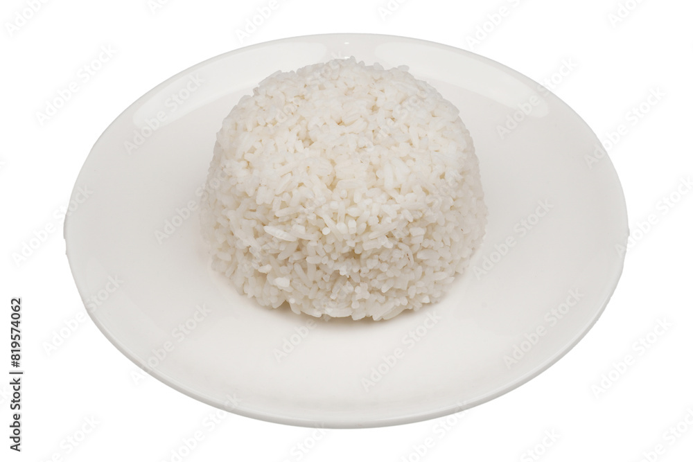 White rice in a white serving plate isolated transparent White rice in a white serving plate isolated transparent