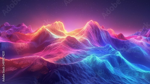 Desert Arid Landscape: Neon visuals depicting arid landscapes with vibrant colors
