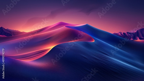 Desert Sand Dunes  Neon visuals capturing the majestic sand dunes of the desert