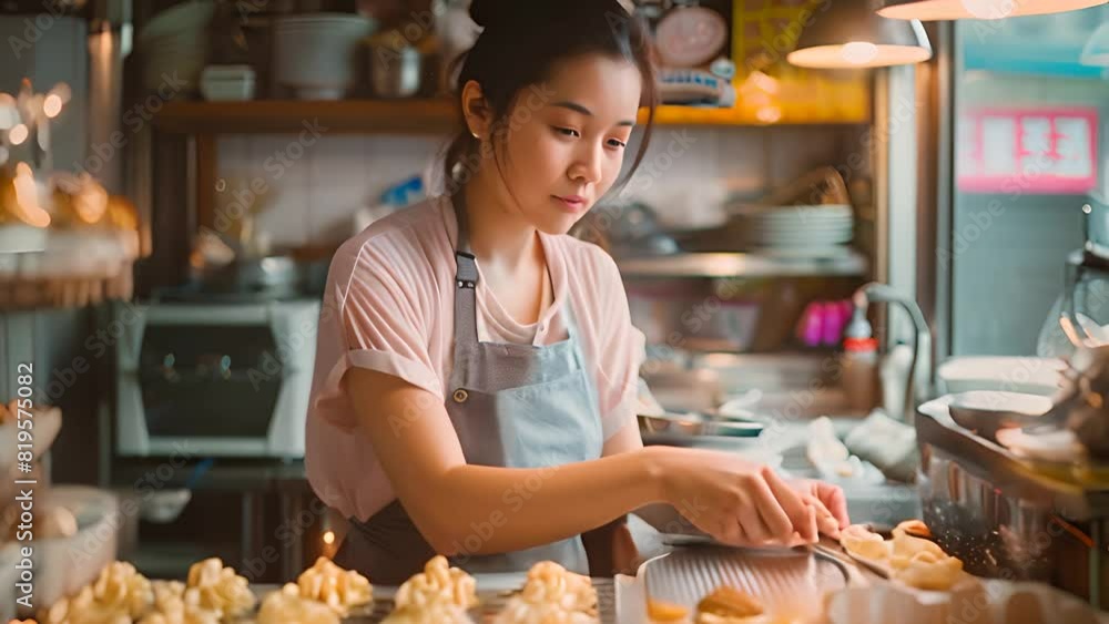 Focused Young Baker Preparing Pastries in Kitchen with Ai generated.
Focused Young Baker Preparing Pastries in Kitchen with Ai generated.