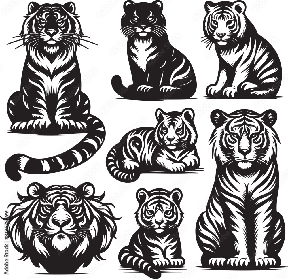 Fototapeta premium tiger bundle art ilastration