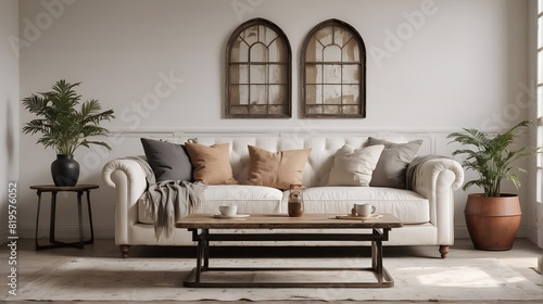 A close-up shot of the grunge old accent coffee table  focusing on its distressed details. Close up