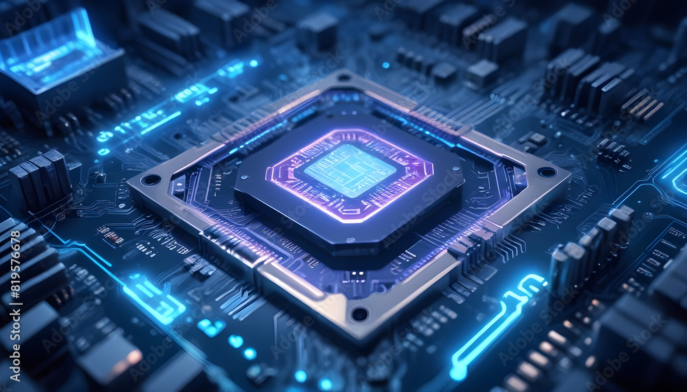 Computing processor CPU microchip and electronic circuit board 10