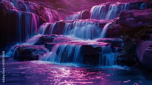 Waterfalls Serenity  Neon photos of waterfalls in serene and tranquil settings