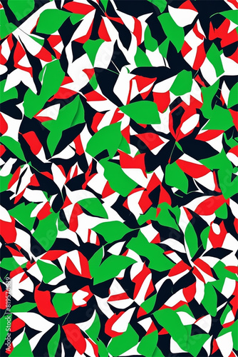 Abstract geometric red green leaves photo