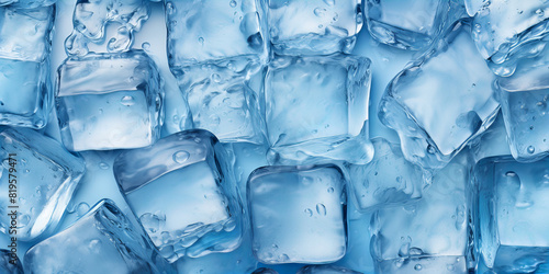 A many blue ice cubes pattern. photo