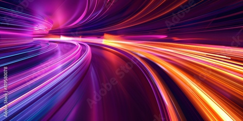 Vibrant abstract technology background in shades of purple and orange.
