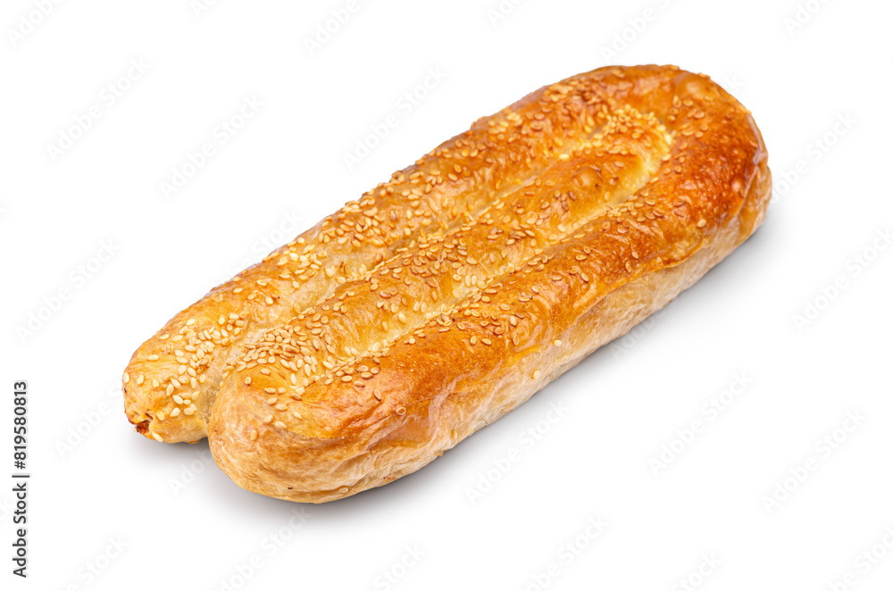 fresh puff pastry with Potatoes and serving piece, isolated on white background