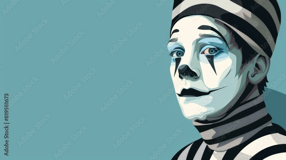 Mime artist tells tales using only gestures and movement. Mime artist tells tales using only gestures and movement.