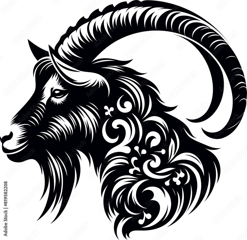 Obraz premium goat Vector, goat vector illustration, goat emblem design, Goat silhouette