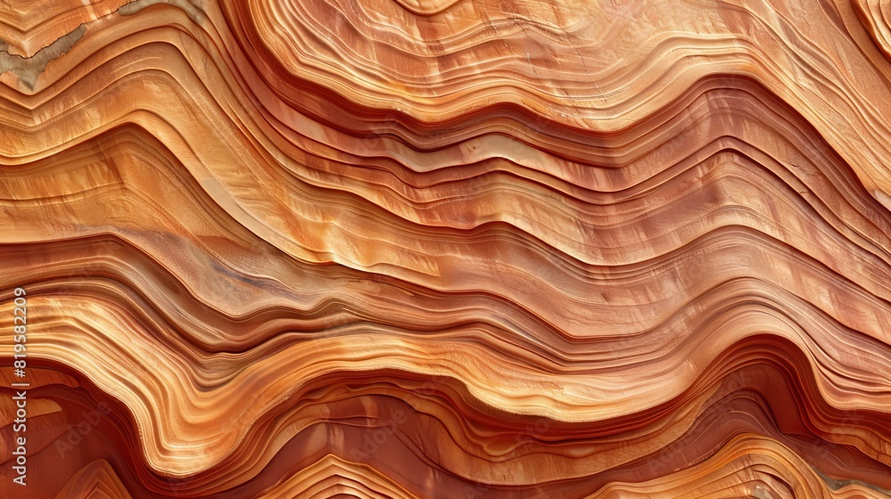 The surface of a red sandstone rock with wavy grains