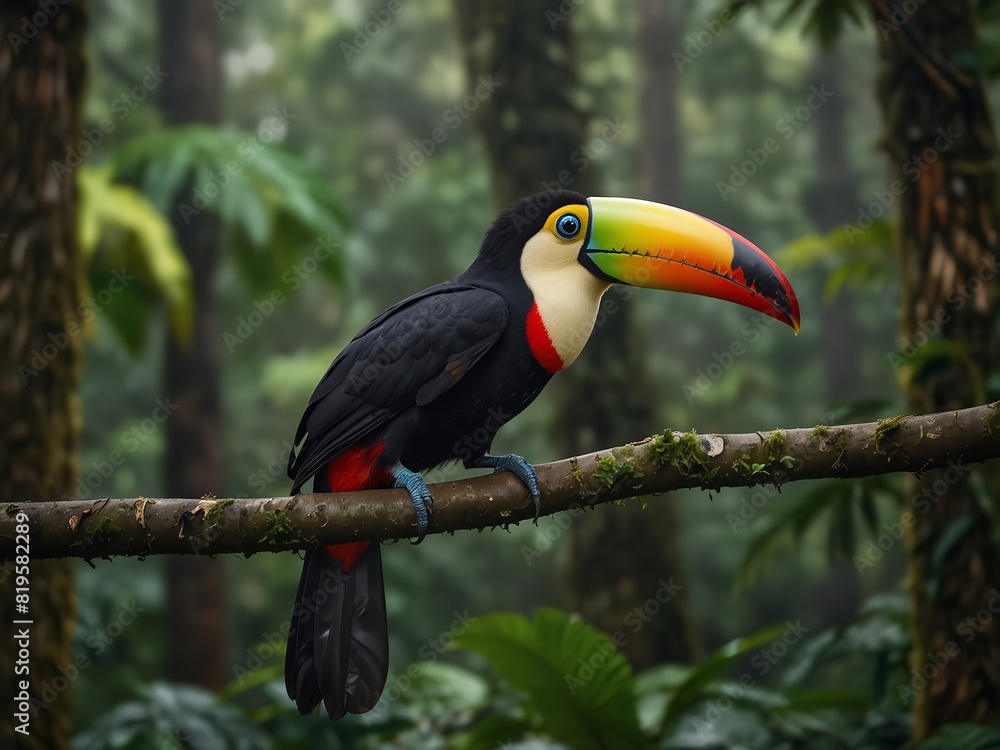 Fototapeta premium Toucan on a branch - Generative AI