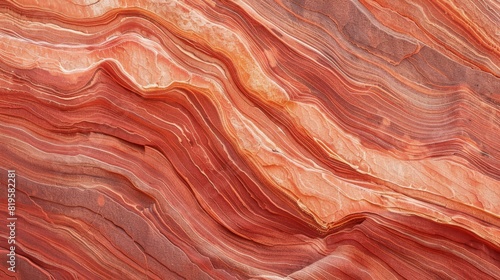 The surface of a red sandstone rock with wavy grains