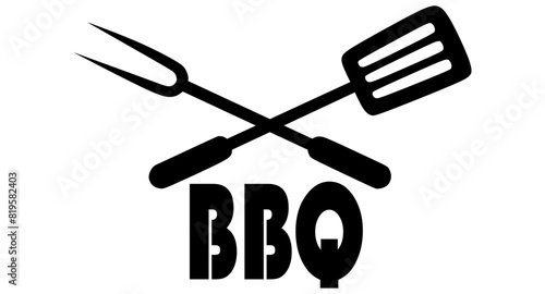BbQ - label. barbeque elements for labels, logos, badges, stickers or icons. Vector illustration, healthy food packaging design. Good for business company for eco, organic, bio theme.
