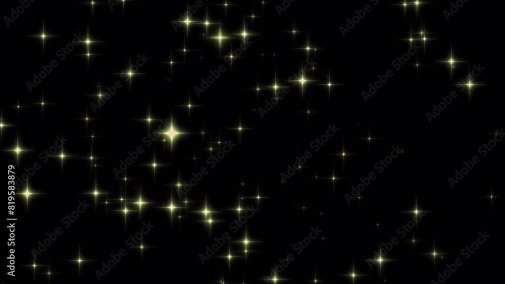 金色の星の光がキラキラと輝くループアニメーション動画(アルファチャンネル付) 金色の星の光がキラキラと輝くループアニメーション動画(アルファチャンネル付)