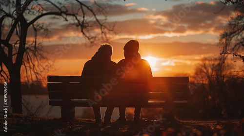 Love of LGBTQ. photography, cute Senior gay couple Watch the sunset together in a romantic mood