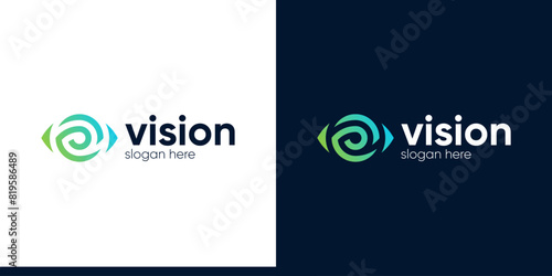 Eye tech logo design. Global vision logotype design graphic symbol icon vector.