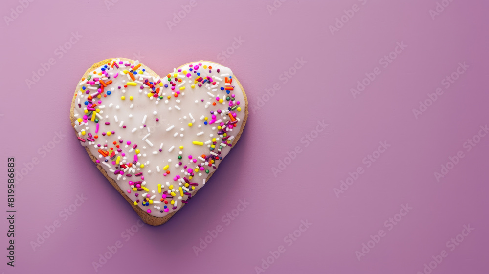 Heart-Shaped Cookie with Vibrant Sprinkles