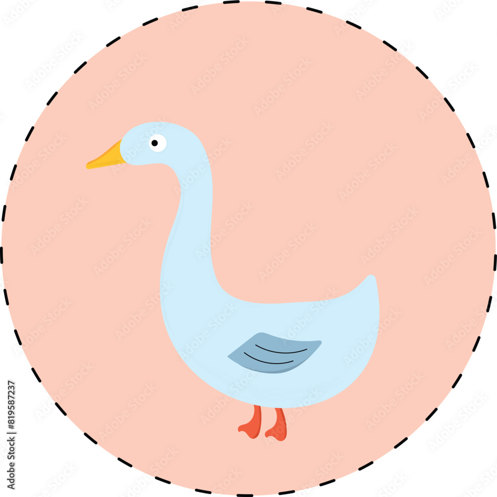 Blue cartoon goose on peach background Blue cartoon goose on peach background