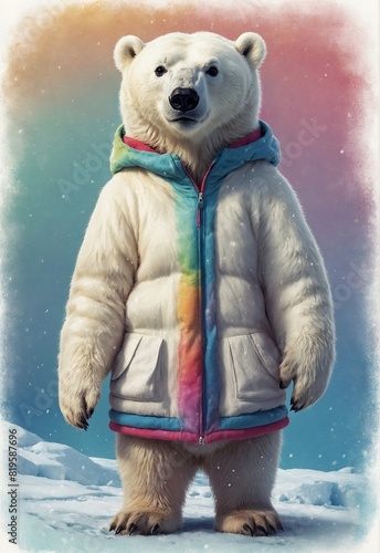 A cute polar bear artwork in the style of Crayola photo