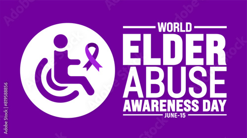 15 june is World Elder Abuse Awareness Day background template. Holiday concept. use to background, banner, placard, card, and poster design template with text inscription and standard color. vector