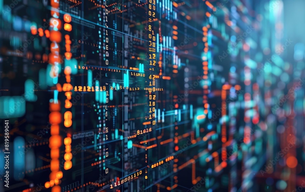 Blockchain ledger showing transaction records focus on, data integrity theme, futuristic, double exposure, digital screen backdrop Blockchain ledger showing transaction records focus on, data integrity theme, futuristic, double exposure, digital screen backdrop