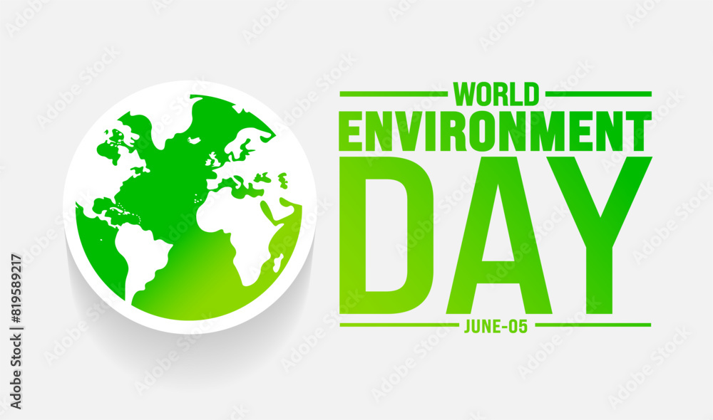 5 June is World environment day background template. Holiday concept. use to background, banner, placard, card, and poster design template with text inscription and standard color. vector illustration