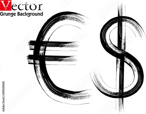 graffiti money icon, US Dolar symbol created in grunge style, Euro symbol created in grunge style, euro and dollar