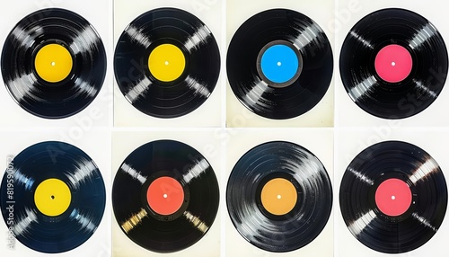 A set of water color of classic vinyl records, spinning tales of musical legends, Clipart isolated concept minimal with white background