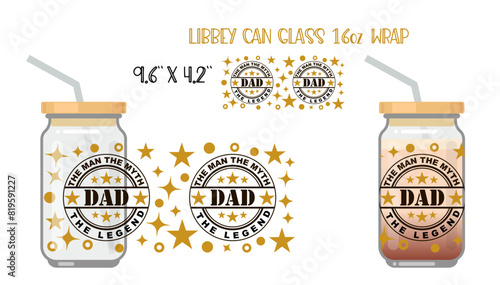 Printable Full wrap for libby class can. Fathers Day pattern