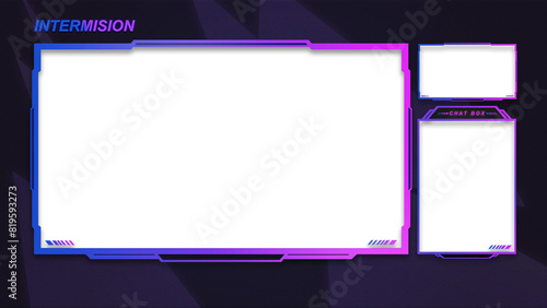 Intermission Blue and Purple Gothic Emo Theme Overlay Template For Streamer Gaming Content Creator