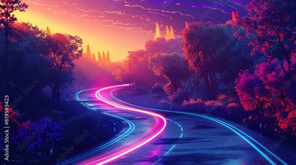 Complementary Trip summer activities road trip scene flat design front view mountain ...