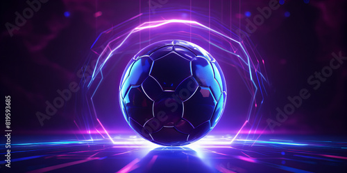 A close up of the futuristic cyber football ball.