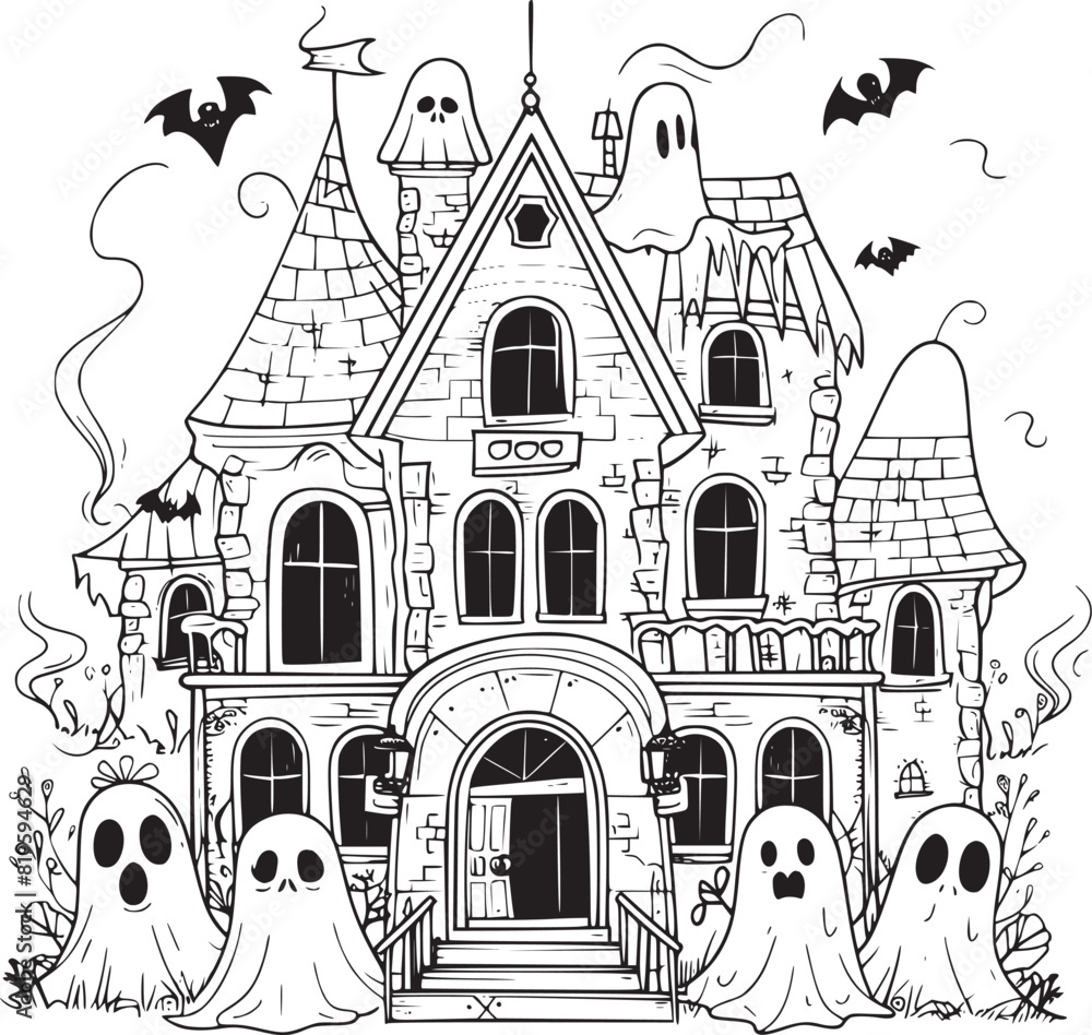 Halloween landscape kids coloring page