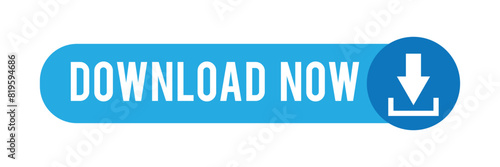 blue download button with icon isolated on white background