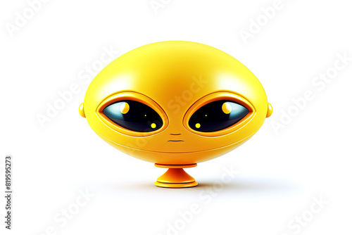 Funny yellow alien on white background. Generative Ai