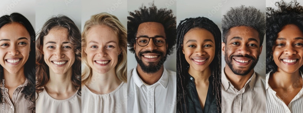 A grid of many smiling faces, representing various ethnicities and ages, on a white background. The variety highlights diversity in the professional workforce. A grid of many smiling faces, representing various ethnicities and ages, on a white background. The variety highlights diversity in the professional workforce.