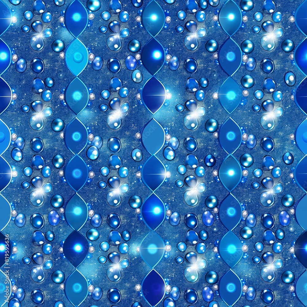 A festive and luxurious royal blue seamless pattern, studded with bright blue glitter and sequins, ideal for special occasion scrapbooks and decorations. AI generated