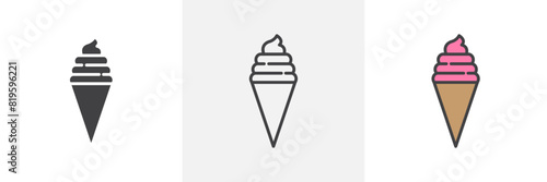 Ice Cream Treat Icon Set. Symbols for Ice Cream Cones and Desserts.