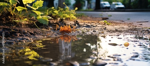 Water puddle near tree