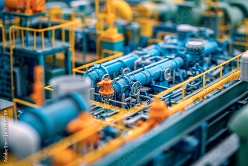 Colorful factories and machinery in model style