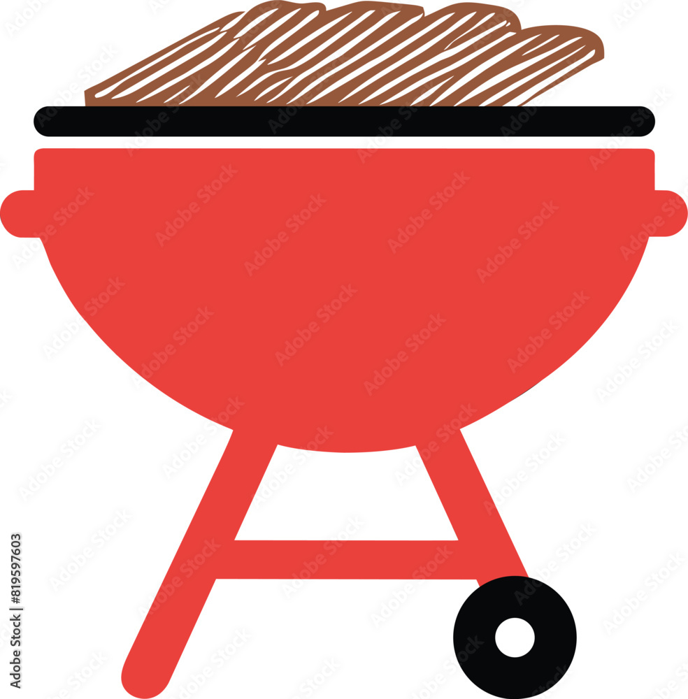 Barbecue flat icon. Vector red symbol. Pictograph is isolated on a white background. Trendy flat style illustration for web site design, , ads, apps, user interface. Barbecue flat icon. Vector red symbol. Pictograph is isolated on a white background. Trendy flat style illustration for web site design, , ads, apps, user interface.