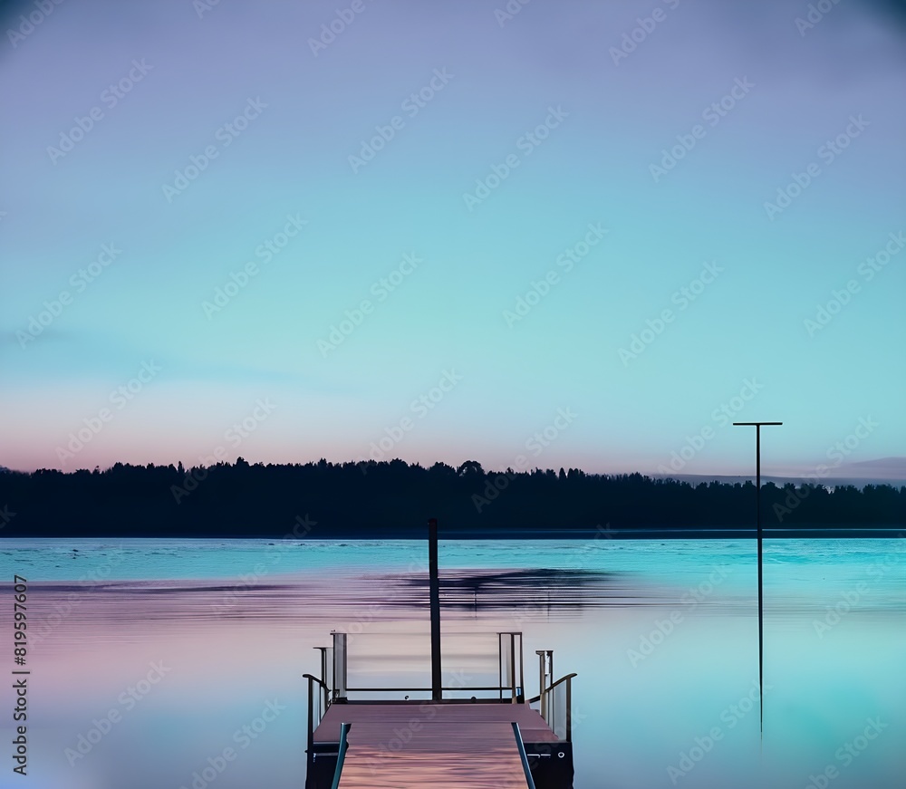 pier on a lake vector illustration