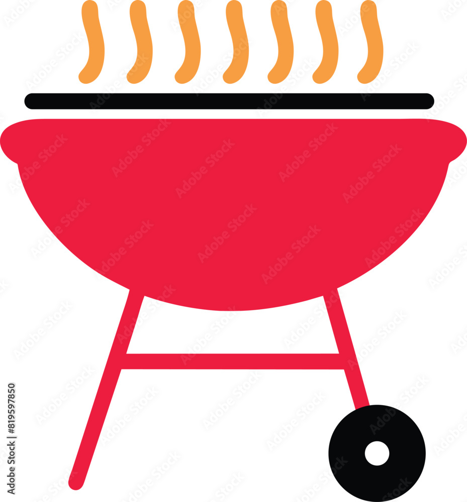 Barbecue flat icon. Vector red symbol. Pictograph is isolated on a white background. Trendy flat style illustration for web site design, , ads, apps, user interface. Barbecue flat icon. Vector red symbol. Pictograph is isolated on a white background. Trendy flat style illustration for web site design, , ads, apps, user interface.
