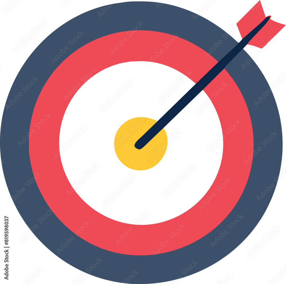 Vector bow and arrow hit a round target icon Vector bow and arrow hit a round target icon