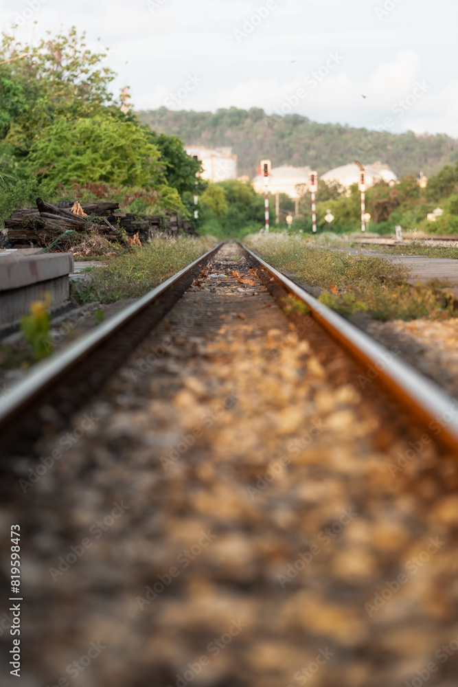 Obraz premium Beautiful railroad or railway station background.