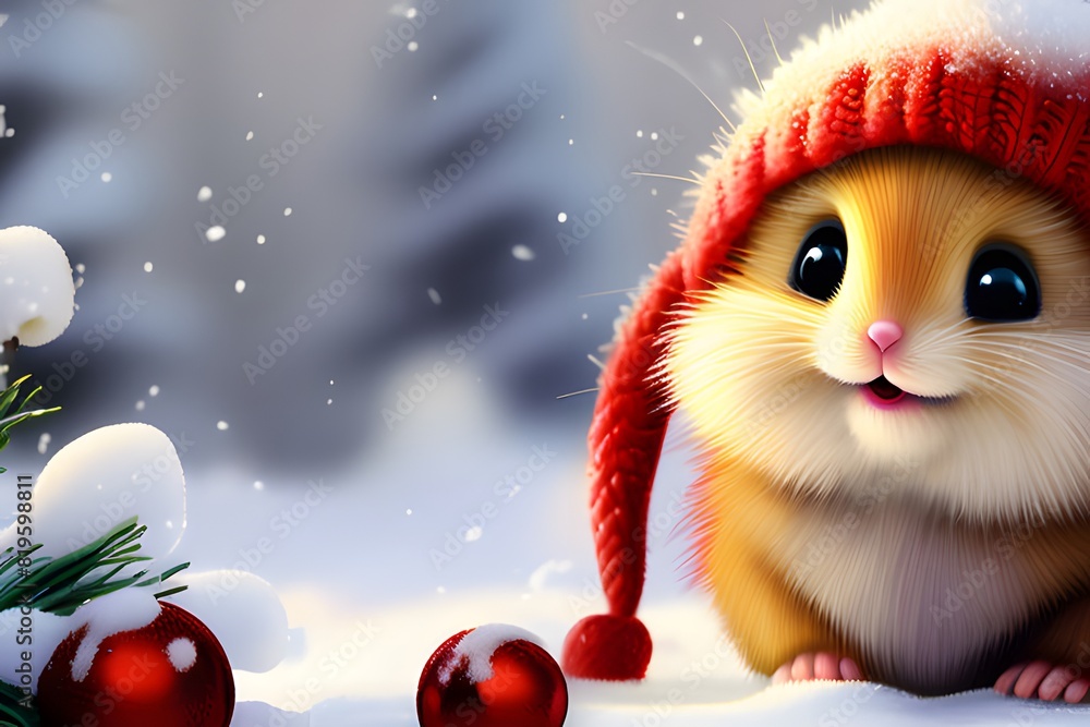Cute baby animals for Christmas. Generative ai. Cute baby animals for Christmas. Generative ai.
