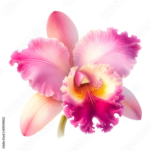 Pink cattleya flowers on white background,