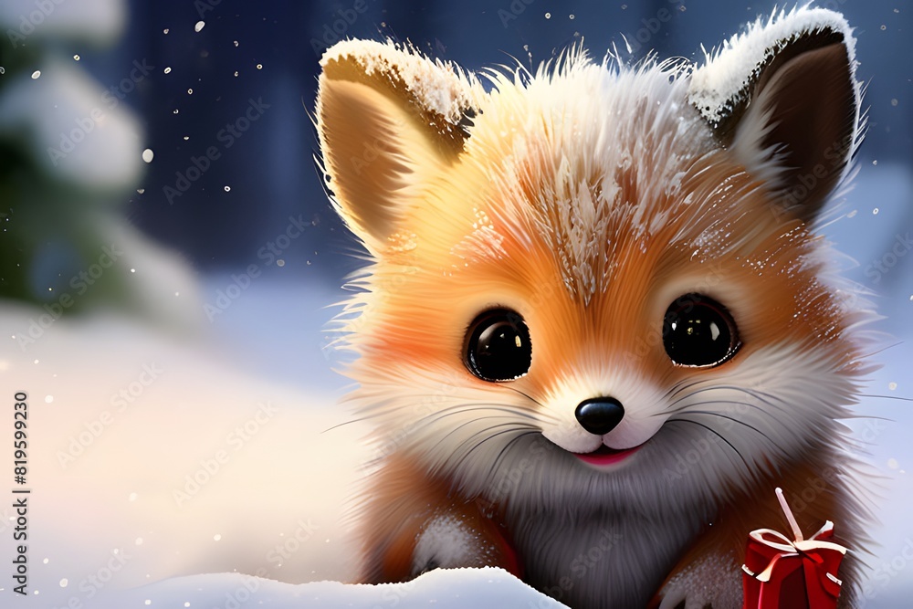 Cute baby animals for Christmas. Generative ai. Cute baby animals for Christmas. Generative ai.