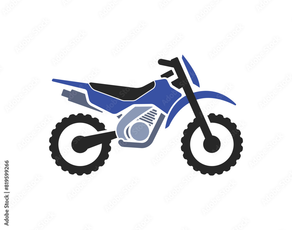 Obraz premium simple motocross dirtbike notorcycle icon blue side view icon transparent background